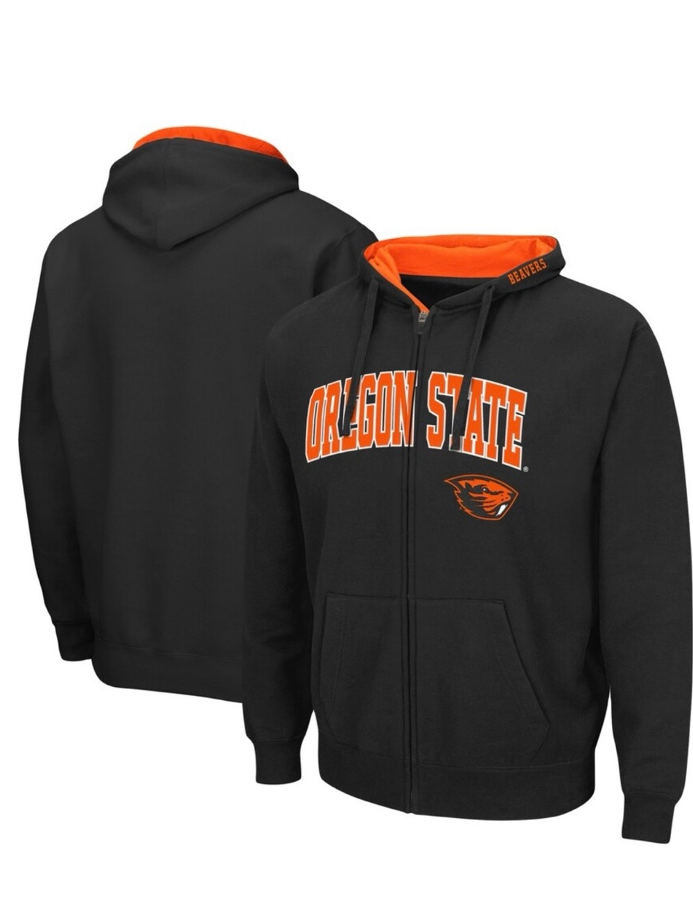 Men's Colosseum Black Oregon State Beavers Arch & Logo 3.0 Full-Zip Hoodie 3XL